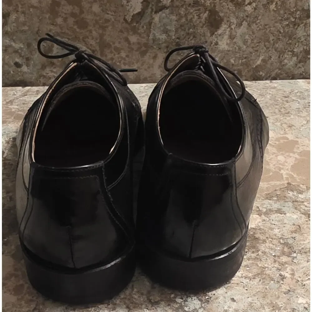 Stamati Mastroianni Men’s Black Leather Cap Toe Oxford Bespoke Shoes Size 10.5 W